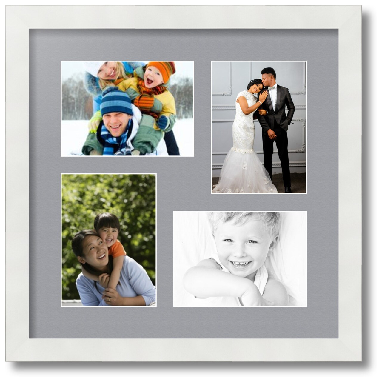 ArtToFrames Collage Photo Picture Frame with 4 - 5x7 inch Openings, Framed in White with Over 62 Mat Color Options and Plexi Glass (CSM-3966-179)